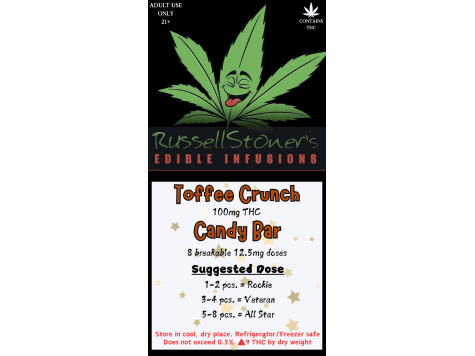 Toffee Crunch Candy Bar - 100mg THC